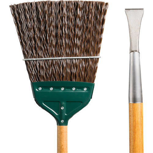 Track & Switch Broom with Heavy-Duty Forged Chisel, Wood Handle, Polypropylene Bristles, 55