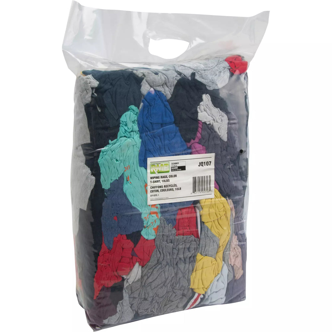 RMP  Recycled Material Wiping Rags, Cotton, Mix Colours, 10 lbs.