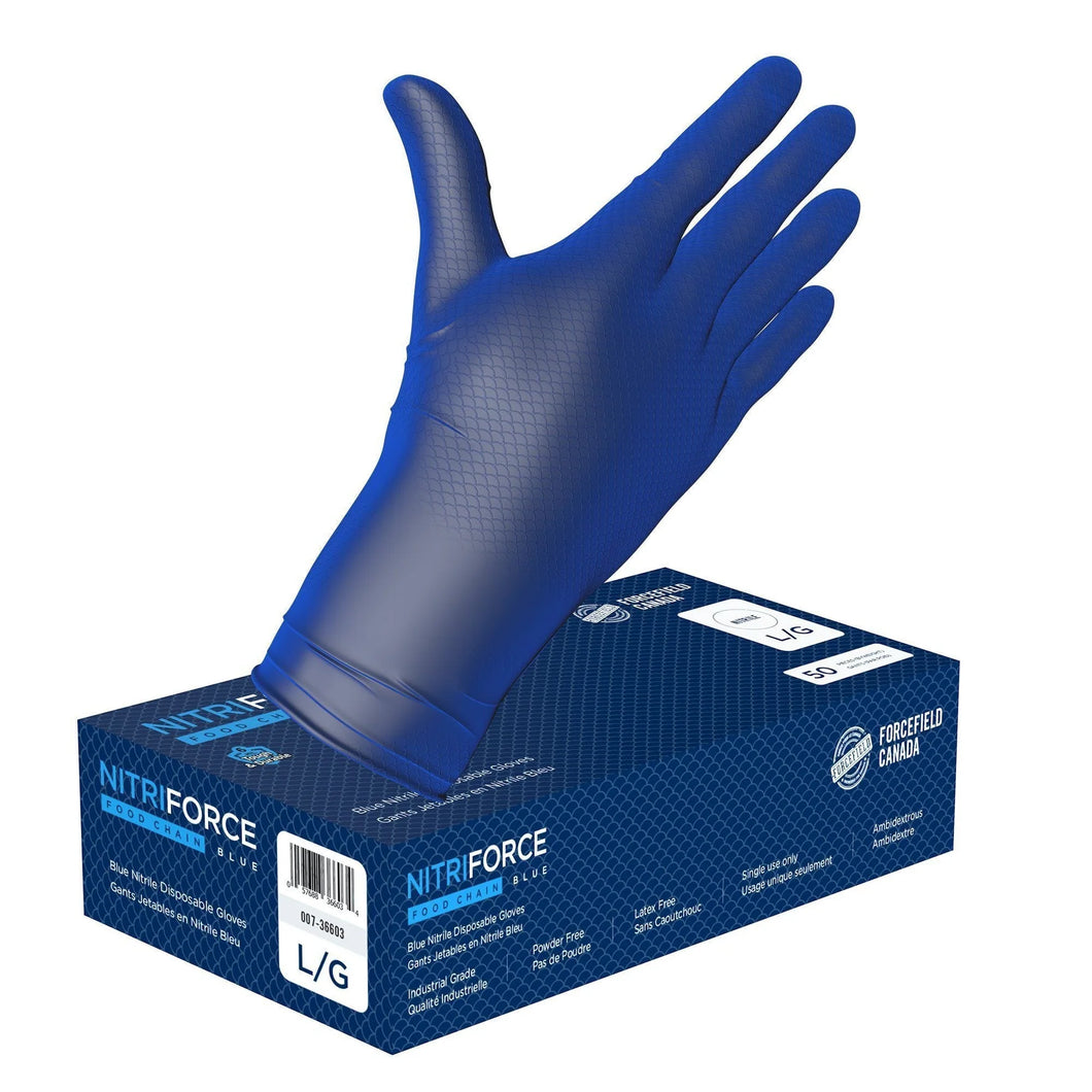 NitriForce Foodchain Textured Nitrile Disposable Gloves Size Small, Box of 50