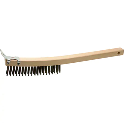 FELTON BRUSHES  Scratch Brush With Scraper, Steel, 3 x 19 Wire Rows, 13