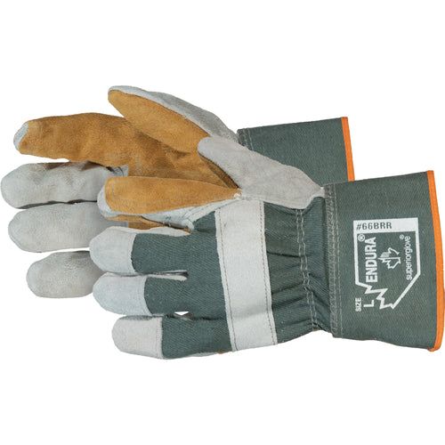 Endura® Double-Palm Fitters Gloves, One Size, Split Cowhide Palm