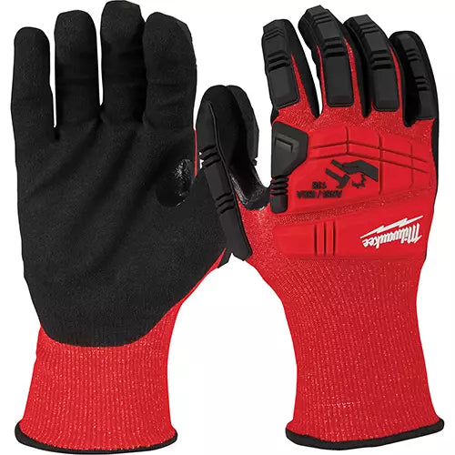 MILWAUKEE  Impact & Cut-Resistant Gloves, Size Medium, 18 Gauge, Nitrile Coated, ANSI/ISEA 105 Level 3