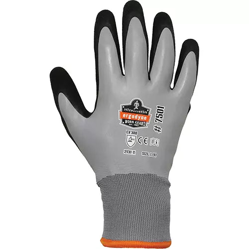 ERGODYNE  ProFlex 7501 Coated Waterproof Winter Work Gloves, Men's/X-Large, Nitrile/Latex Coating, 10/15 Gauge, Polyester Shell