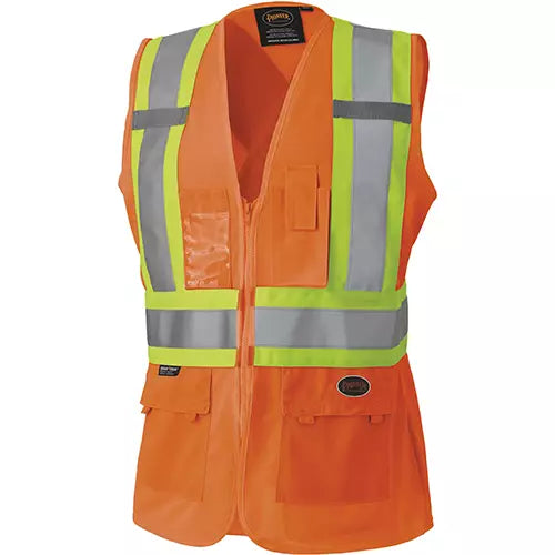 PIONEER  Women's Safety Vest, High Visibility Orange, X-Small, Polyester, CSA Z96 Class 1 - Level 2