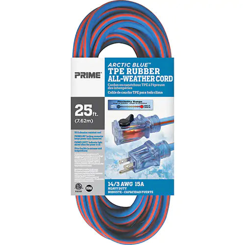 Arctic Blue™ All-Weather Extension Cord, SJEOW, 14/3 AWG, 15 A, 25'