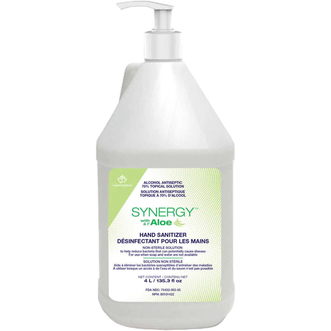 Synergy™ Hand Sanitizer with Aloe Gel, 4 L, Pump Bottle, 70% Alcohol