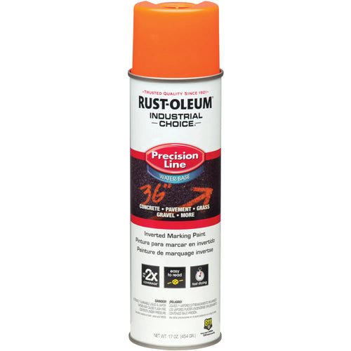 RUST-OLEUM  Water Based Inverted Marking Paint, Orange, Aerosol Can