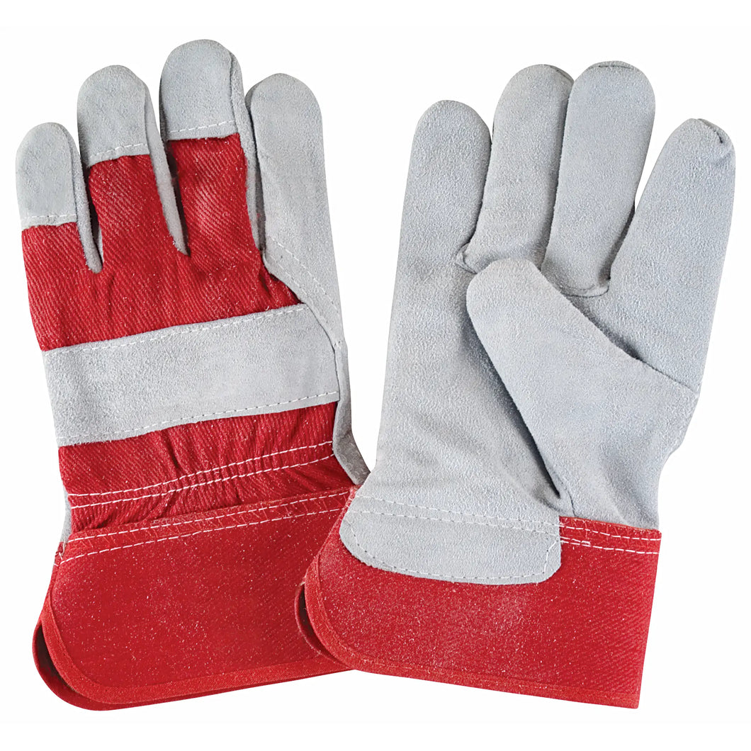 Fitters Gloves, Large, Split Cowhide Palm, Cotton Inner Lining